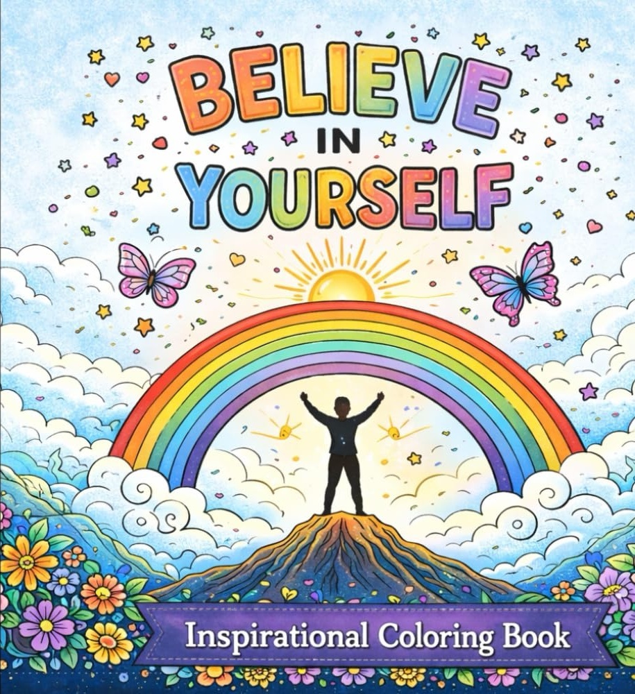 Believe in Yourself: Inspirational Coloring Book front cover by Hamza Iqbal
